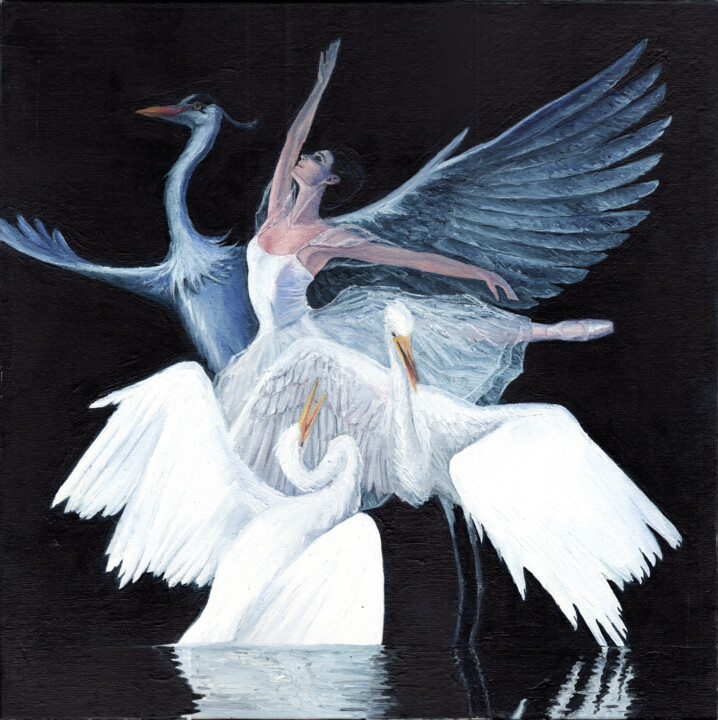 ballerina flight 绘画, 15.8x15.8 in