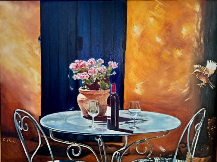 Peinture intitulée "Le fruit du labeur" par Christel Alcala, Œuvre d'art originale, Huile Monté sur Châssis en bois