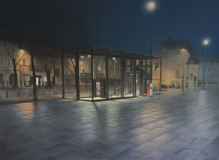 Peinture intitulée "Parking" par Alain Fortier, Œuvre d'art originale, Pastel