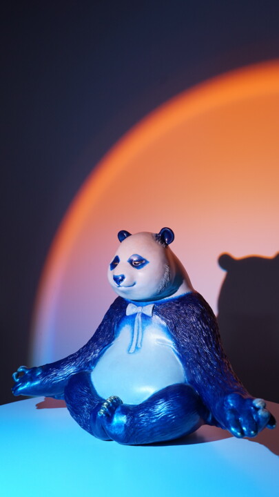 Sculpture intitulée "Meditation Panda(Oc…" par Zhao Yongchang, Œuvre d'art originale, Bronze