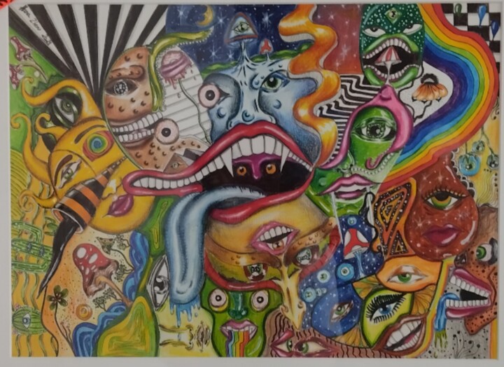 Disegno intitolato "Souls" da Hana Zheni, Opera d'arte originale, Grafite Montato su Pannello di legno