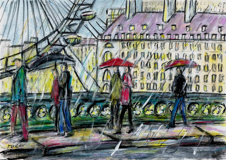 Rain in London Рисунок, 8,3x11,8 in