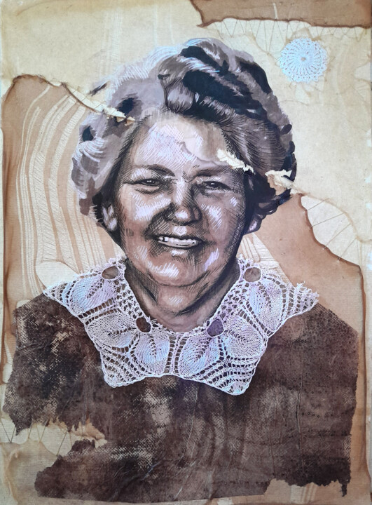 Grand-mère bis 图画, 15.8x11.8 in