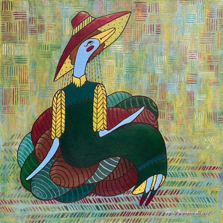 Капризная дама 绘画, 15.8x15.8 in