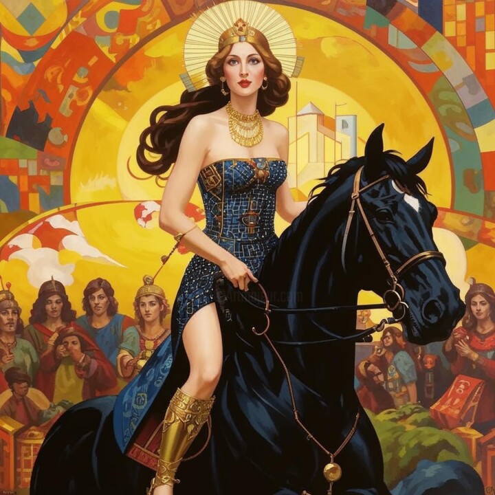 "Heroine on a black horse" 数字艺术