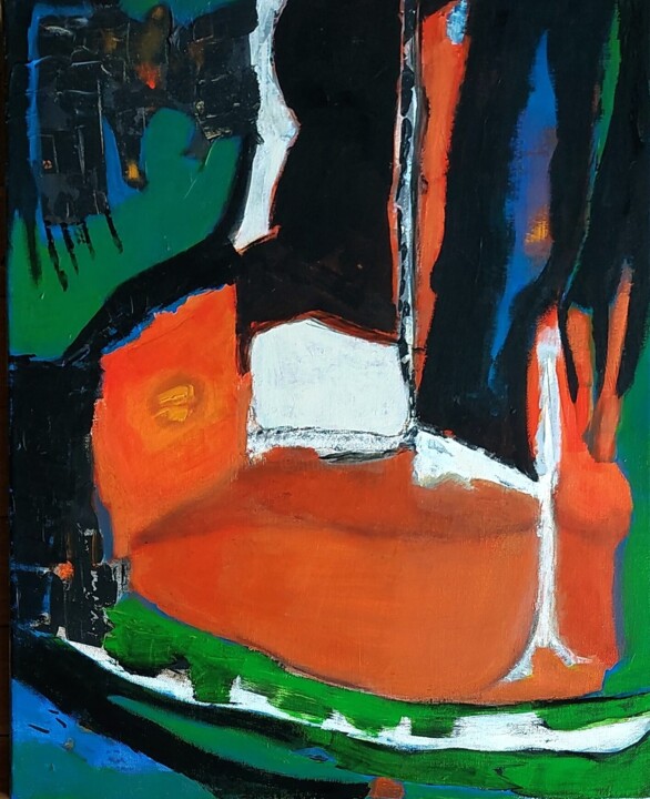 Painting titled "Abstraction" by Monique Morellec, Original Artwork, Acrylic Mounted on Wood Stretcher frame