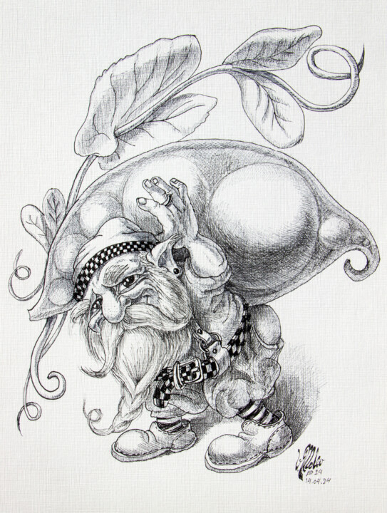 Pea Gnome Tekening, 11,8x9,1 in