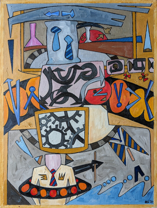 Painting titled "Portrait Of Geoffre…" by Gerald Shepherd F.F.P.S., Original Artwork, Oil Mounted on Wood Panel