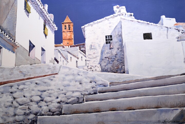 "La Villa, Vélez Málaga" Painting, 18.5x26.8 in