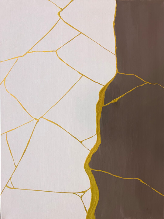 绘画 标题为“White brown with ge…” 由Marina Skromova, 原创艺术品, 丙烯 安装在木质担架架上