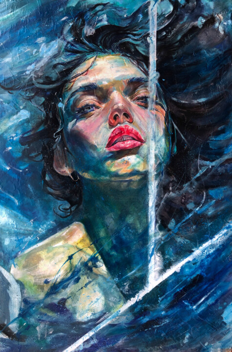 Painting titled "Reelease" by Gianluca Fascetto, Original Artwork, Oil Mounted on Wood Panel