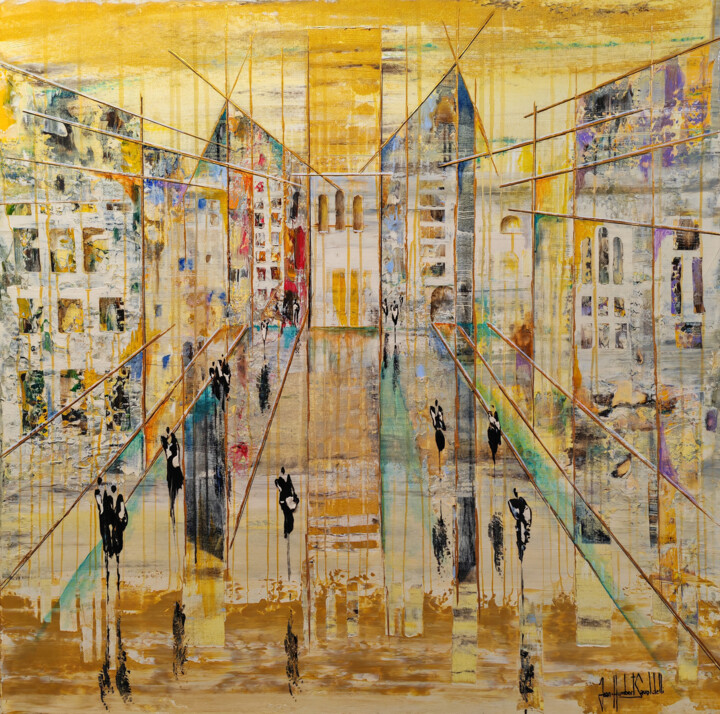 Painting titled "TRAIT POUR TRAIT" by Jean-Humbert Savoldelli, Original Artwork, Acrylic Mounted on Wood Stretcher frame