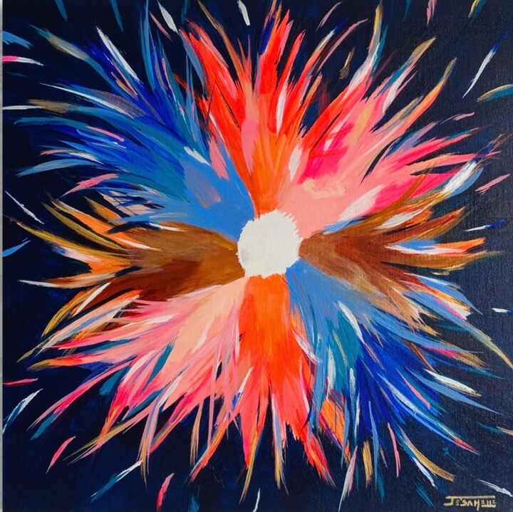 FREE SPIRIT Orgasmic Flower 绘画, 15.8x15.8 in