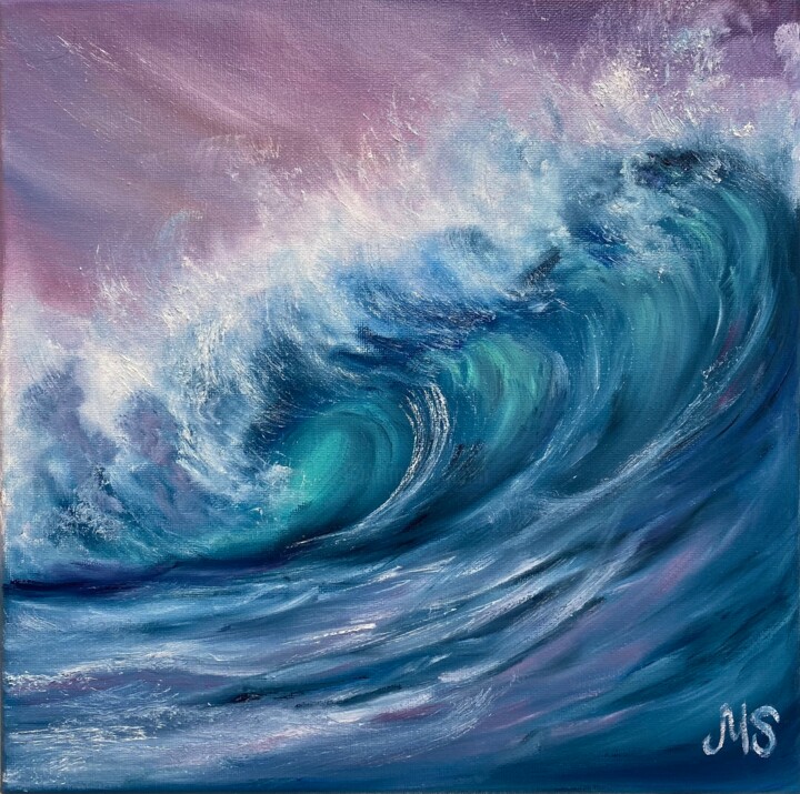 「Gentle wave」というタイトルの絵画 Mary Seaによって, オリジナルのアートワーク, オイル ウッドストレッチャーフレームにマウント