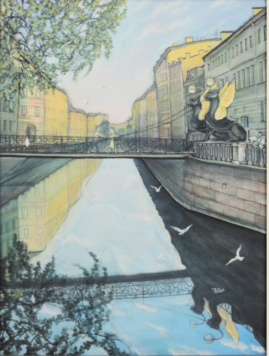 绘画 标题为“Поцелуи у Банковско…” 由Vsevolod Salishev (MR Illustrator of sensual Love), 原创艺术品, 油