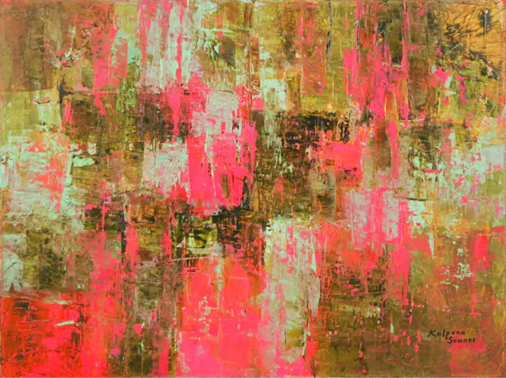 Schilderij getiteld "Freedom To Roam" door Kalpana Soanes, Origineel Kunstwerk, Acryl Gemonteerd op Frame voor houten branca…