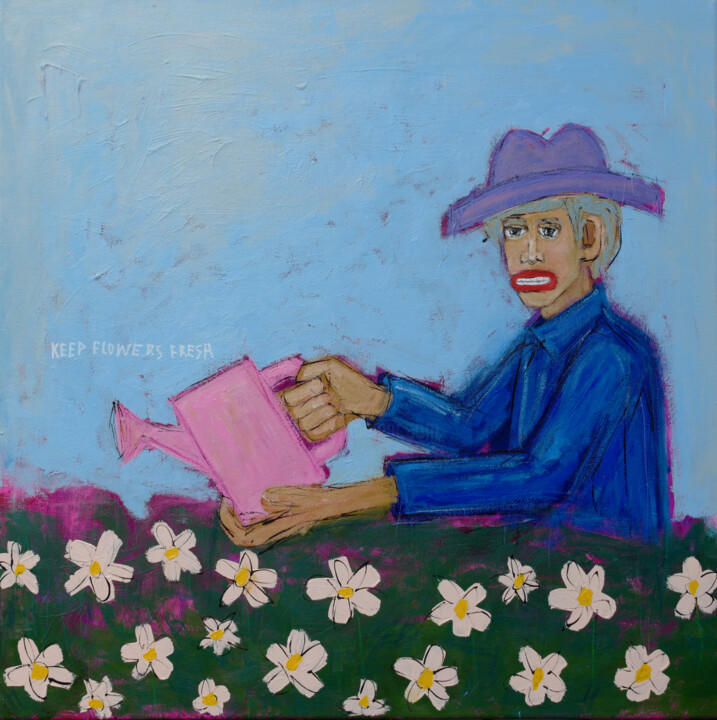 Gardener keep flowers fresh 绘画, 35.4x35.4 in