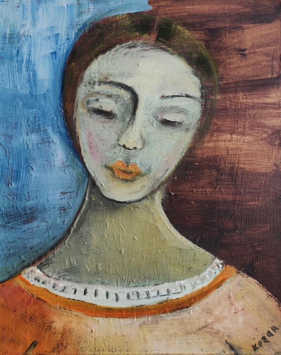fille timide 绘画, 19.7x15.8 in