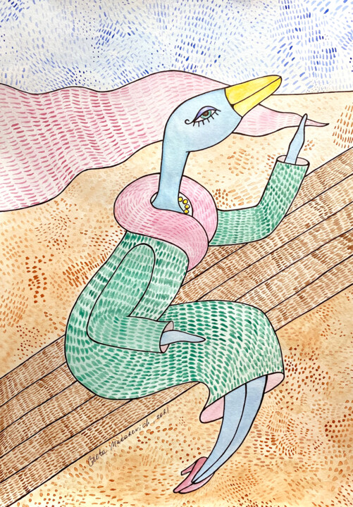 Drawing titled "Полет души" by Greta Makarevich, Original Artwork, Watercolor