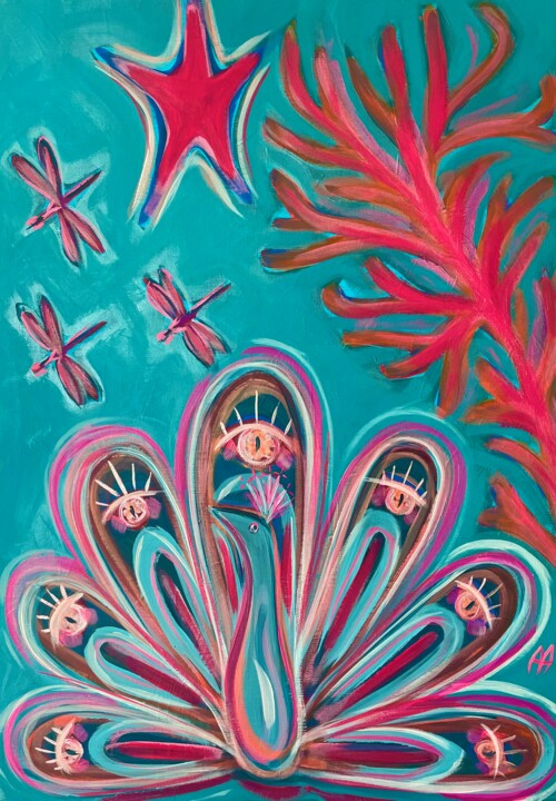 Le paon 绘画, 27.6x19.3 in
