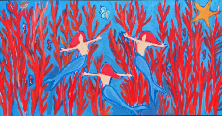 Les sirènes 绘画, 15.8x30.3 in