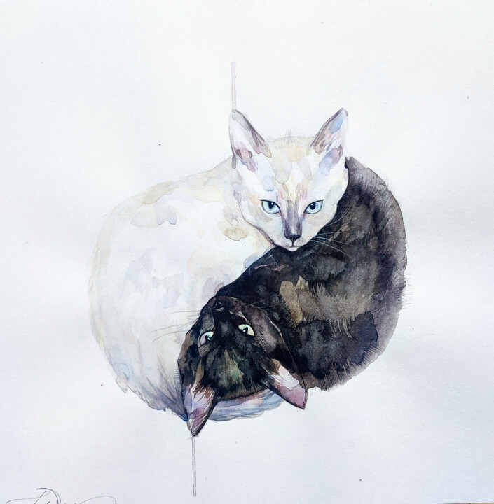 White paws, black ears Tablo, 16,5x16,5 in