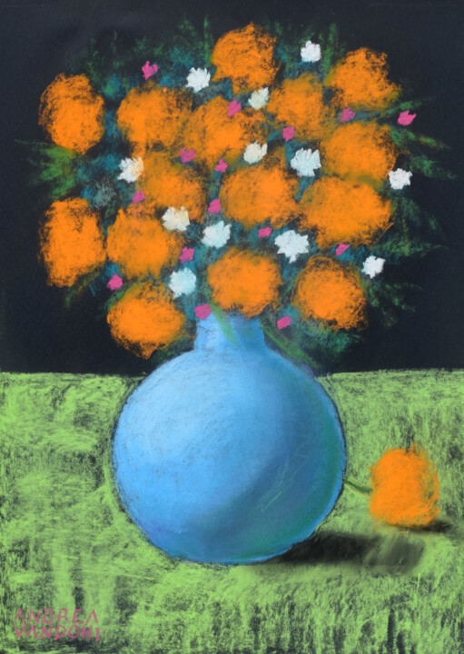 VASE OF FLOWERS - 3 Drawing, 27.6x19.7 in