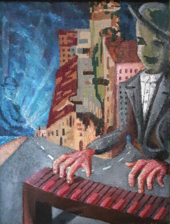 Chaplin contre Chaplin 绘画, 21.7x16.9 in