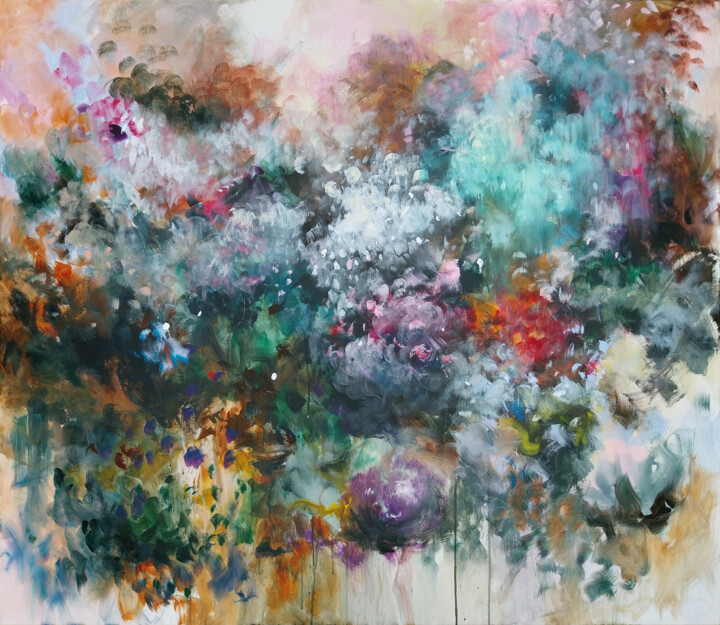 Painting titled "Floraison 2" by Luc Andrieux, Original Artwork, Acrylic