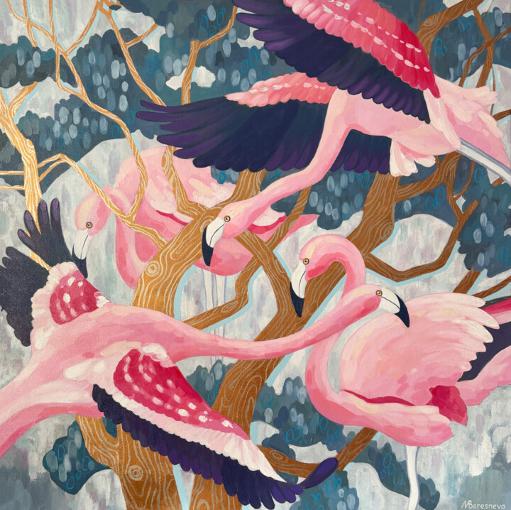 Pink Dawn 绘画, 39.4x39.4 in