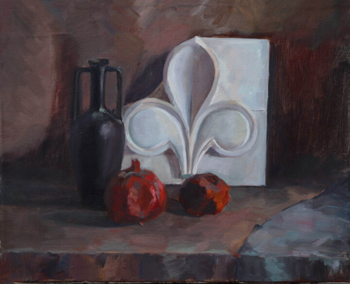 Still life with pomegranate 绘画, 15.8x19.7 in