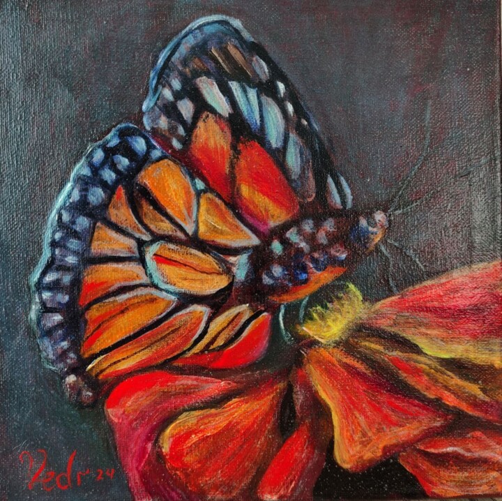 Original Custom Mole Cricket Butterfly miniature modern gift 绘画, 9.8x9.8 in