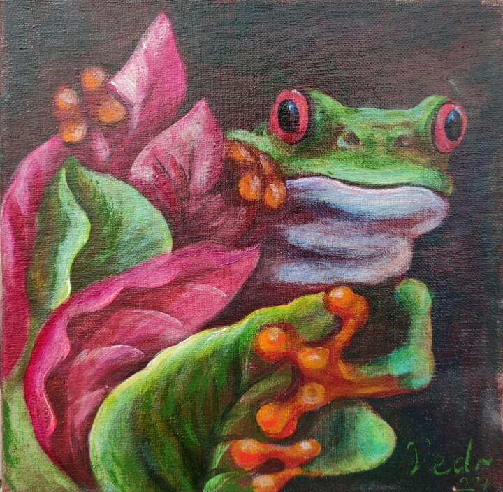 Original Custom Froggy Frog miniature modern gif 绘画, 9.8x9.8 in