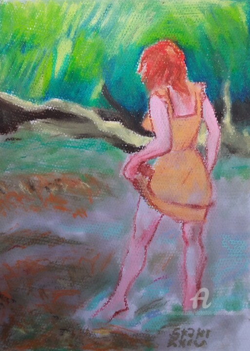 Painting titled "Est-ce profond?" by Slobodan Spasojevic (Spaki), Original Artwork, Pastel
