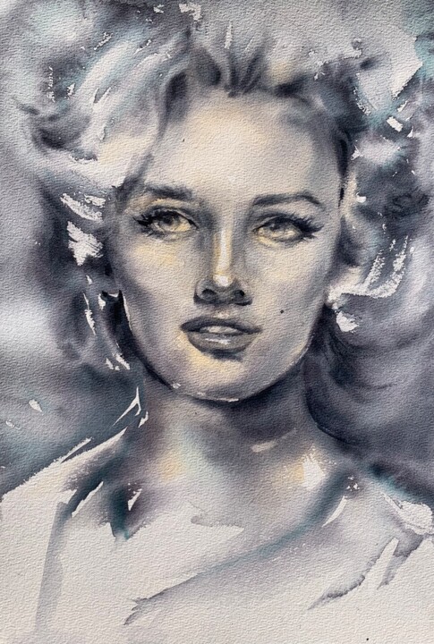 “Marilyn in monochrome“ 绘画, 16.5x11.4 in