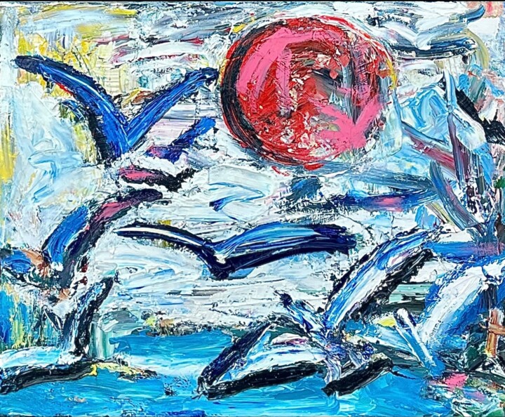 Seagulls 绘画, 15.8x19.7 in