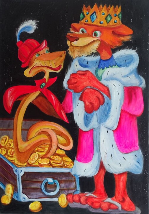 Robin Good Theme Snake King POP ART MONEY GOLD 绘画, 46.5x33.1 in