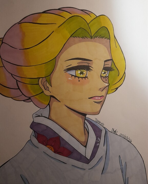 Personnage Demon slayer Tamayo 图画, 12.6x9.5 in