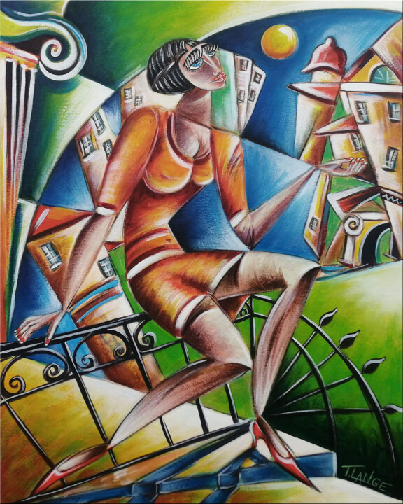 Woman Chillout #M250 绘画, 19.7x15.8 in