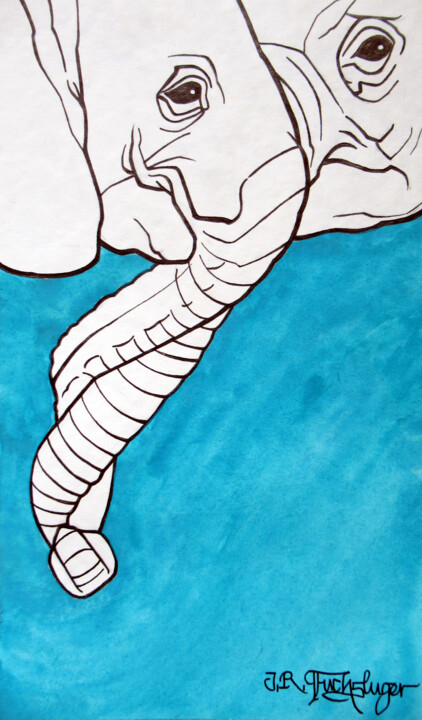 Liebende Elephanten 图画, 11.8x7.1 in