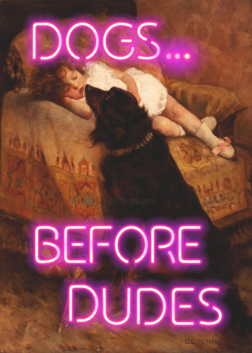 Dogs before dudes - sleeping child with dog 数字艺术