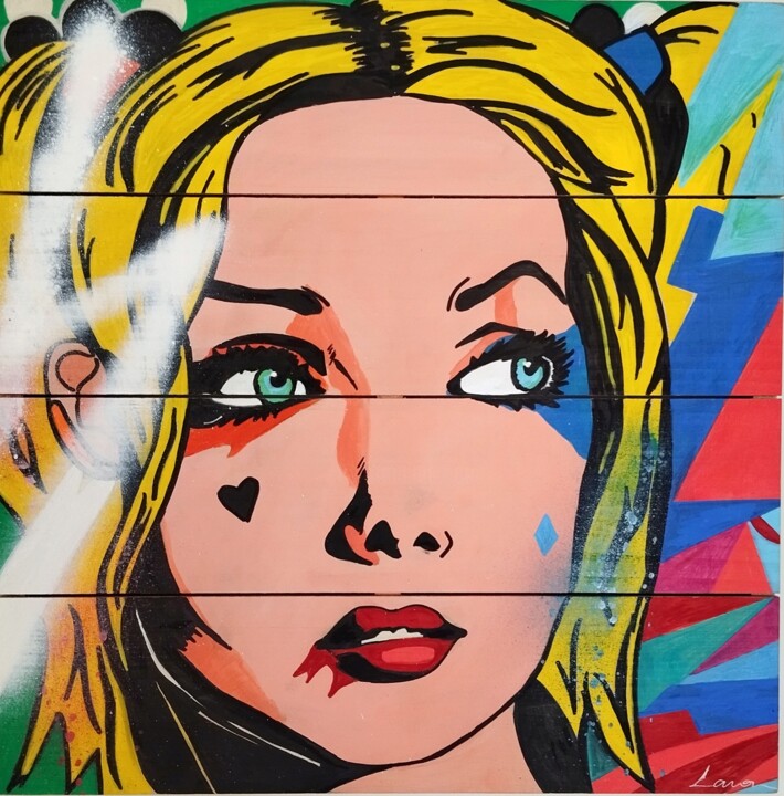 Pop art "Harley" 绘画, 15.8x15.8 in