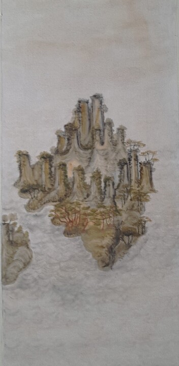 La haut au dessus des nuages 绘画, 18.1x15 in