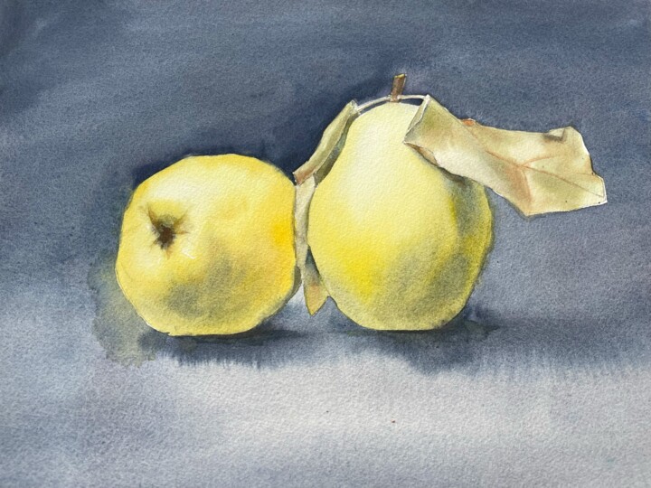 Painting titled "Still life with pea…" by Liliya Khomyakova (Artelida), Original Artwork, Watercolor