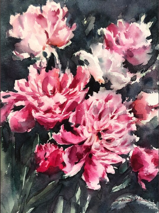 Painting titled "La beaute du Commin…" by Thu Huong Coco, Original Artwork, Watercolor