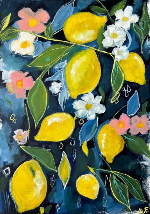 Lemons 绘画, 11.7x8.3 in