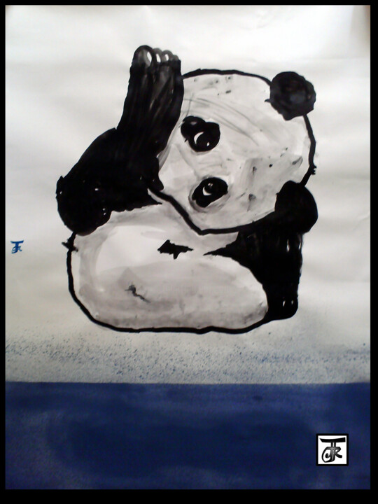 Schwebender Pandabär 绘画, 27.6x19.7 in
