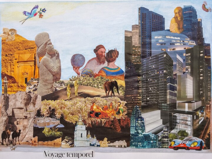 Voyage temporel Collages, 11.8x16.1 in