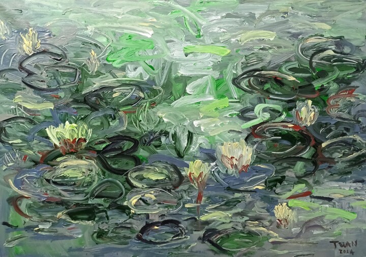 Water lily Flower of purity 27 绘画, 33.5x47.2 in