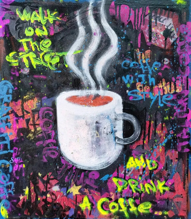 Street Coffe 绘画, 25.2x21.3 in